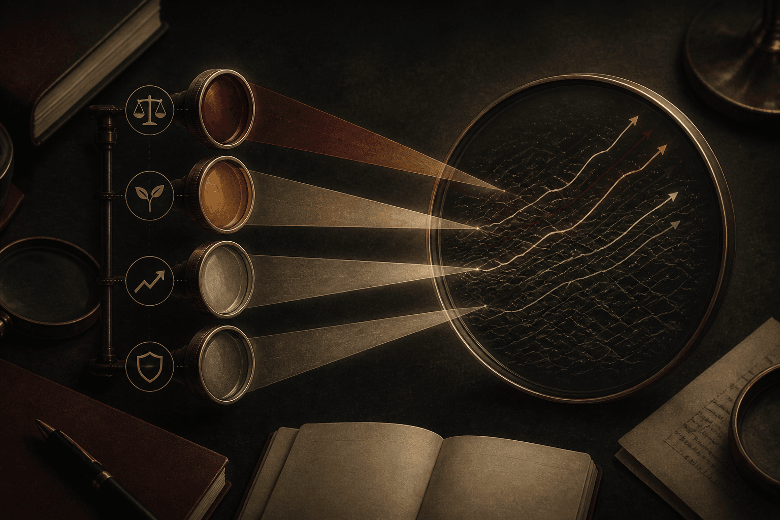 Four analytical lenses illuminating a few rising paths among many market trajectories